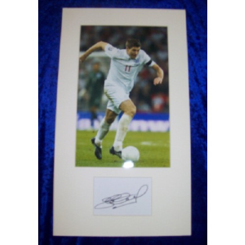 Steven Gerrard Autograph Cut Signature Mounted With 7x11 England Photograph